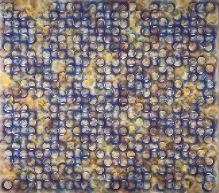 Blue Maui, 2016, acrylic on linen, 40 by 45 inches, abstract painting by Stephen Giannetti, Davis California
