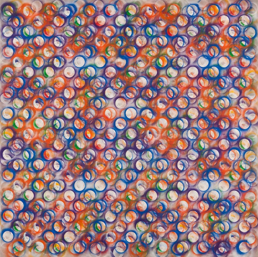Gamers Woogie, 2011, acrylic on linen, 40 by 40 inches, abstract painting by Stephen Giannetti, Davis California