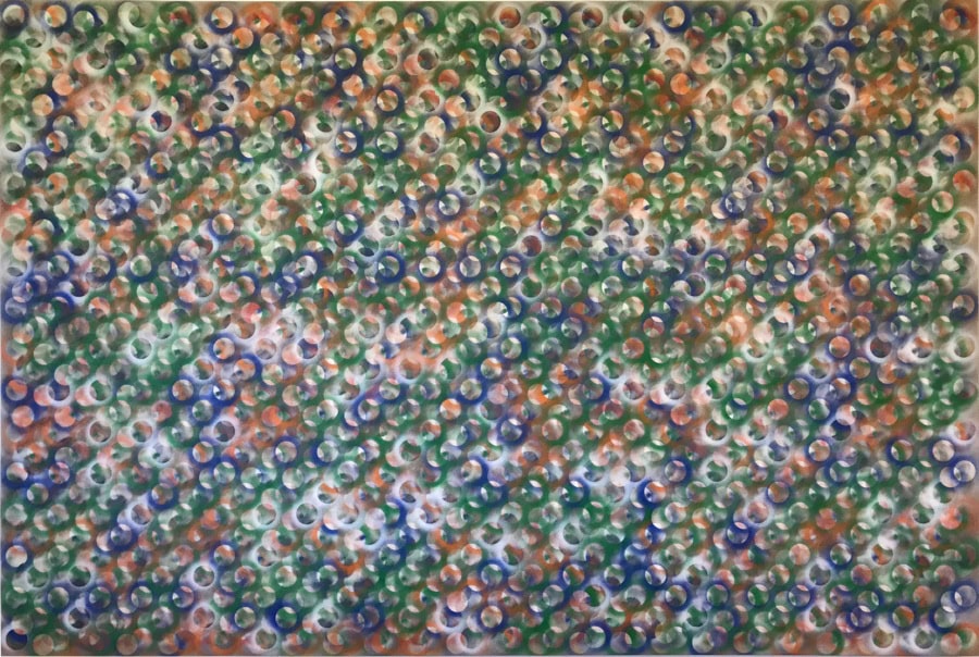 Not Easy Being, 2018, acrylic on linen, 50 by 75 inches, abstract painting by Stephen Giannetti, Davis California