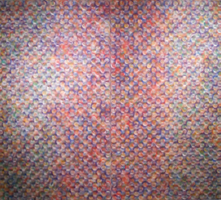 Rorschach for Rothko, 2014, acrylic on linen diptych, 72 by 80 inches, abstract painting by Stephen Giannetti, Davis California
