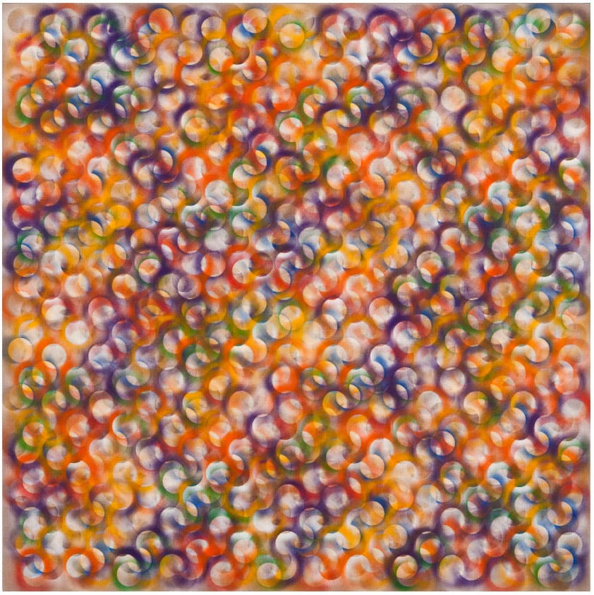 Shimmer Samba, 2011, acrylic on linen, 40 by 40 inches, abstract painting by Stephen Giannetti, Davis California