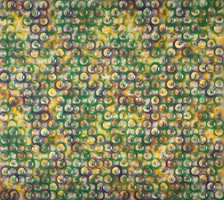 Spring's Green, 2016, acrylic on linen, 40 by 45 inches, abstract painting by Stephen Giannetti, Davis California